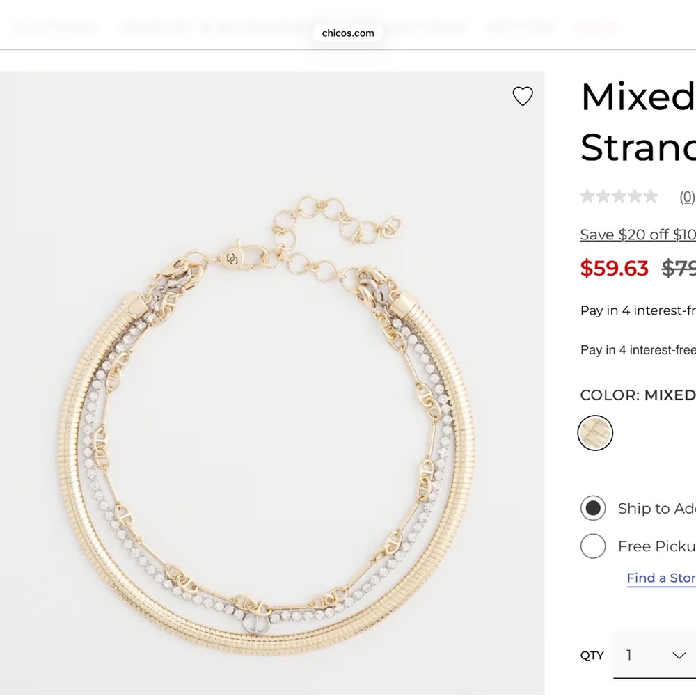 Chico's 3-or-individual Gold and Silver Necklace Stack - Picture 5 of 9